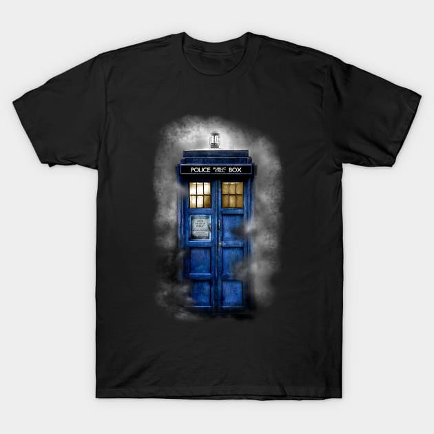 Haunting Blue Phone Booth T-Shirt by Dezigner007